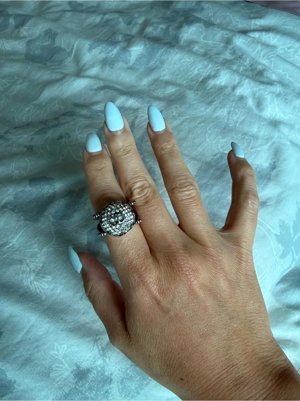 Silver Crystal Cluster Statement Ring - Silver